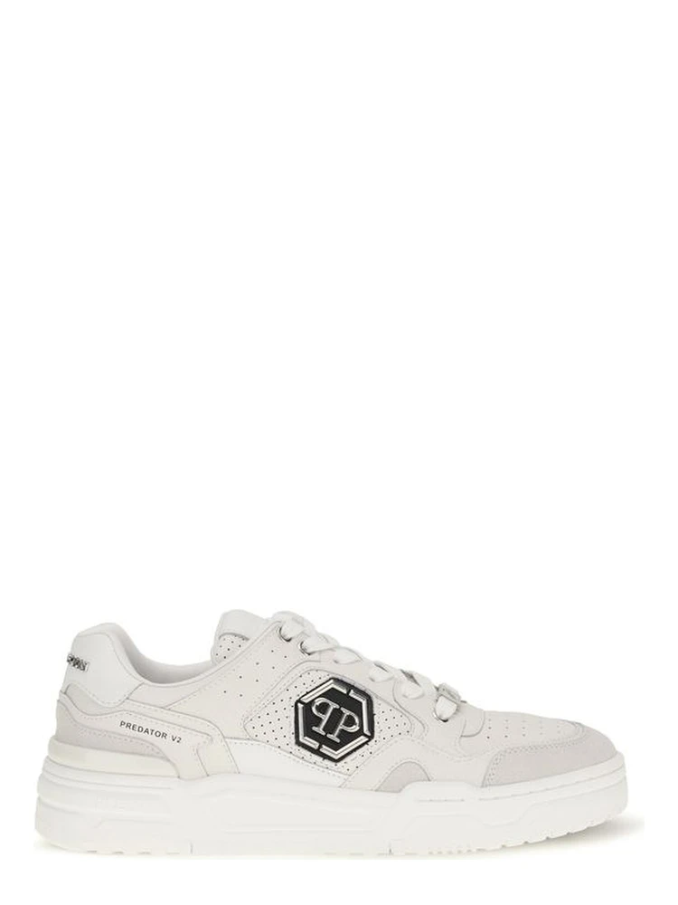 White Polyester Low Top Sneakers