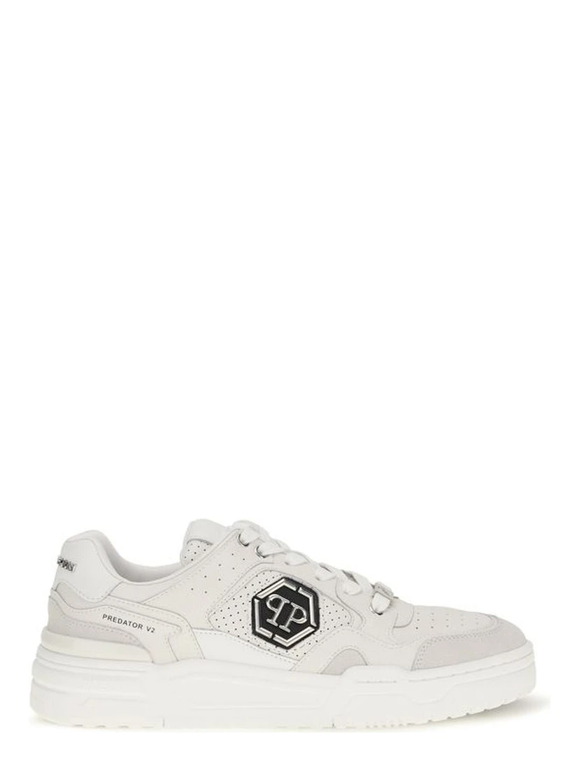 White Polyester Low Top Sneakers