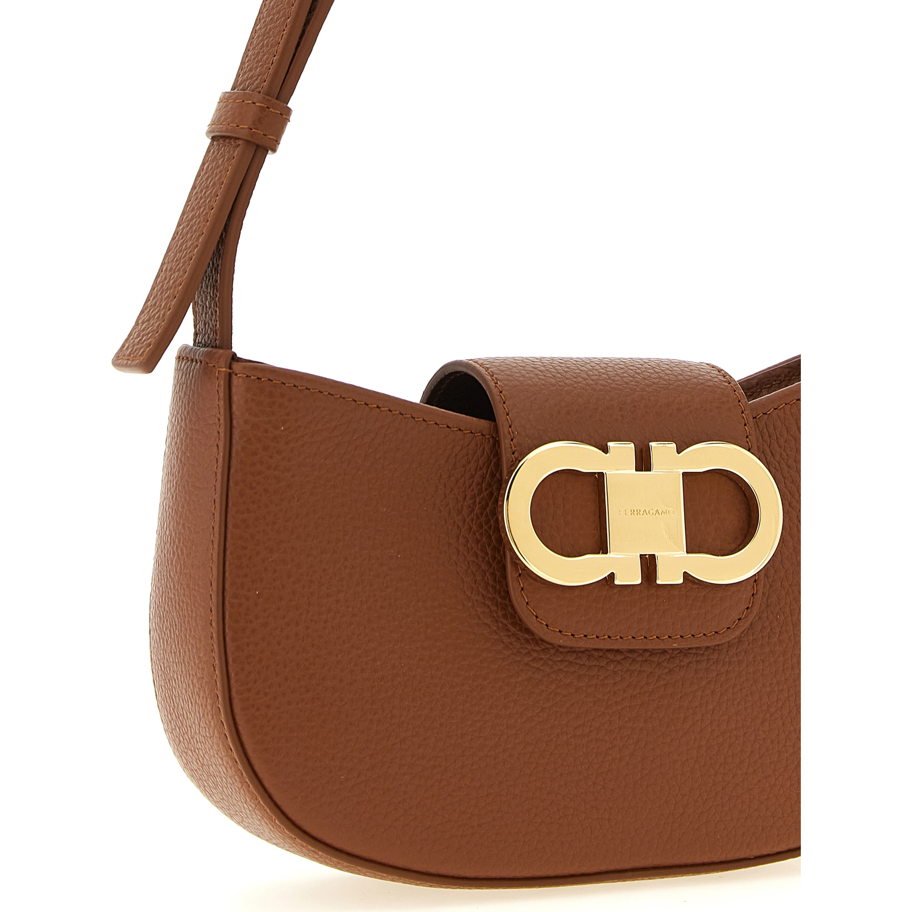 Brown Calfskin Shoulder Bag