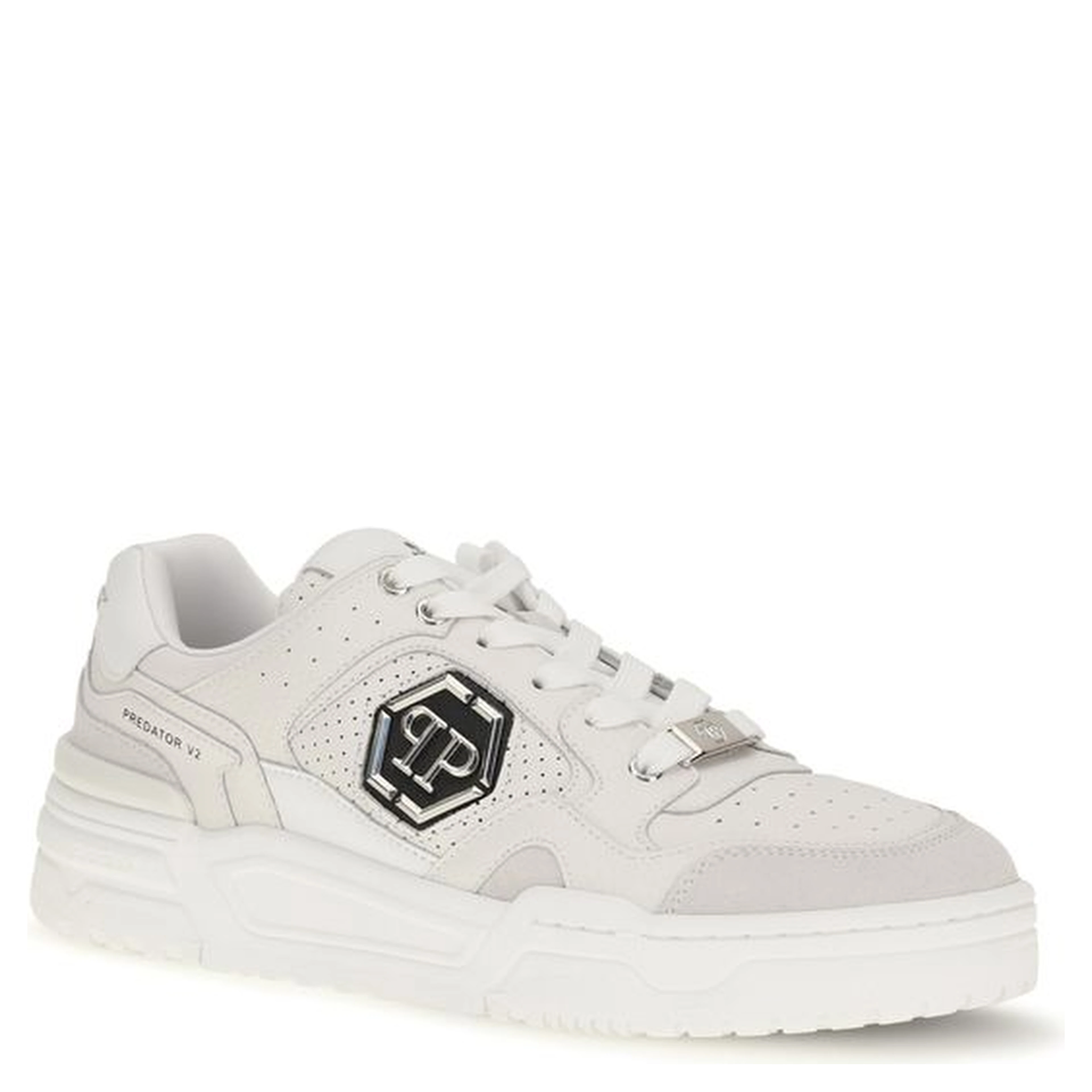 White Polyester Low Top Sneakers