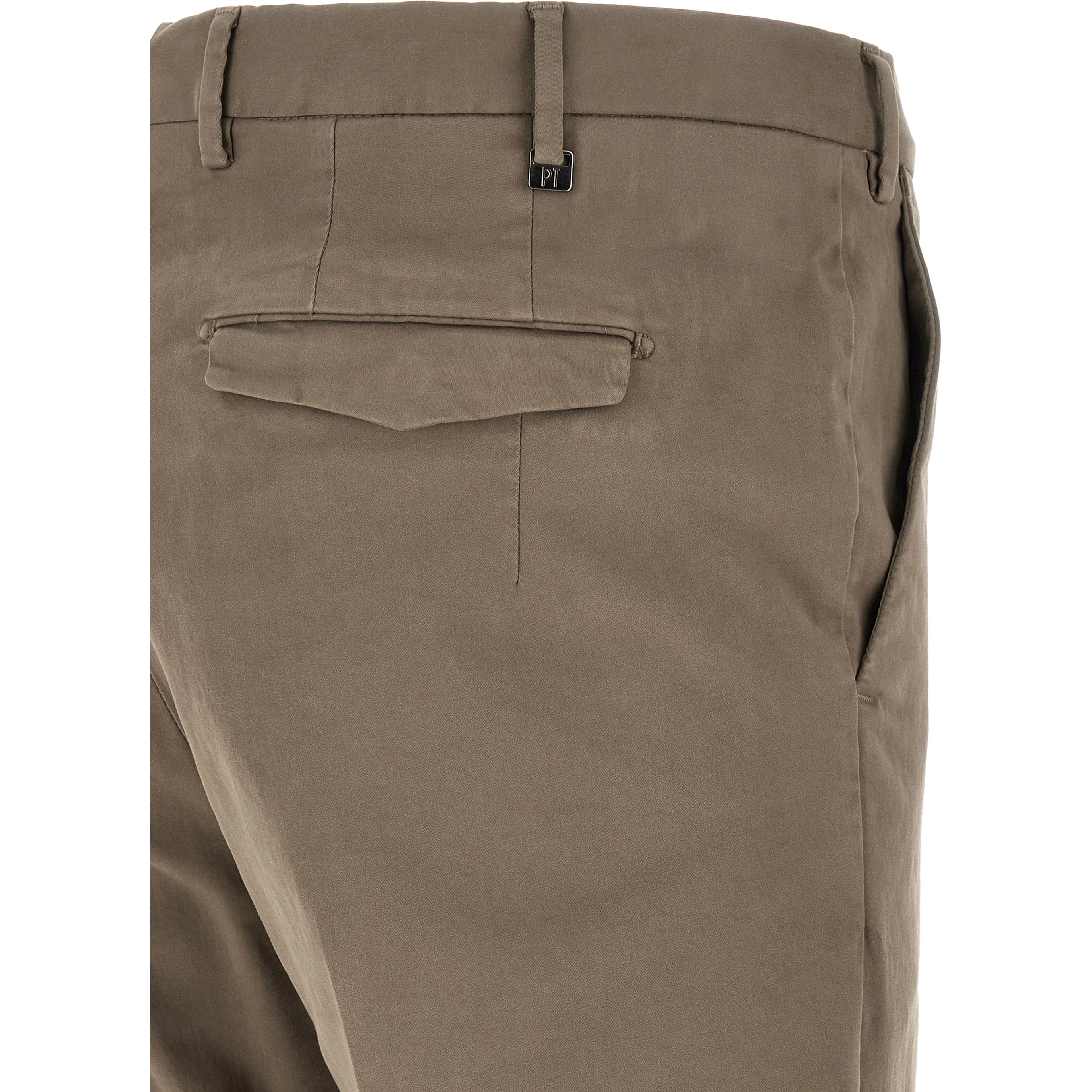 Beige Cotton Casual Pants