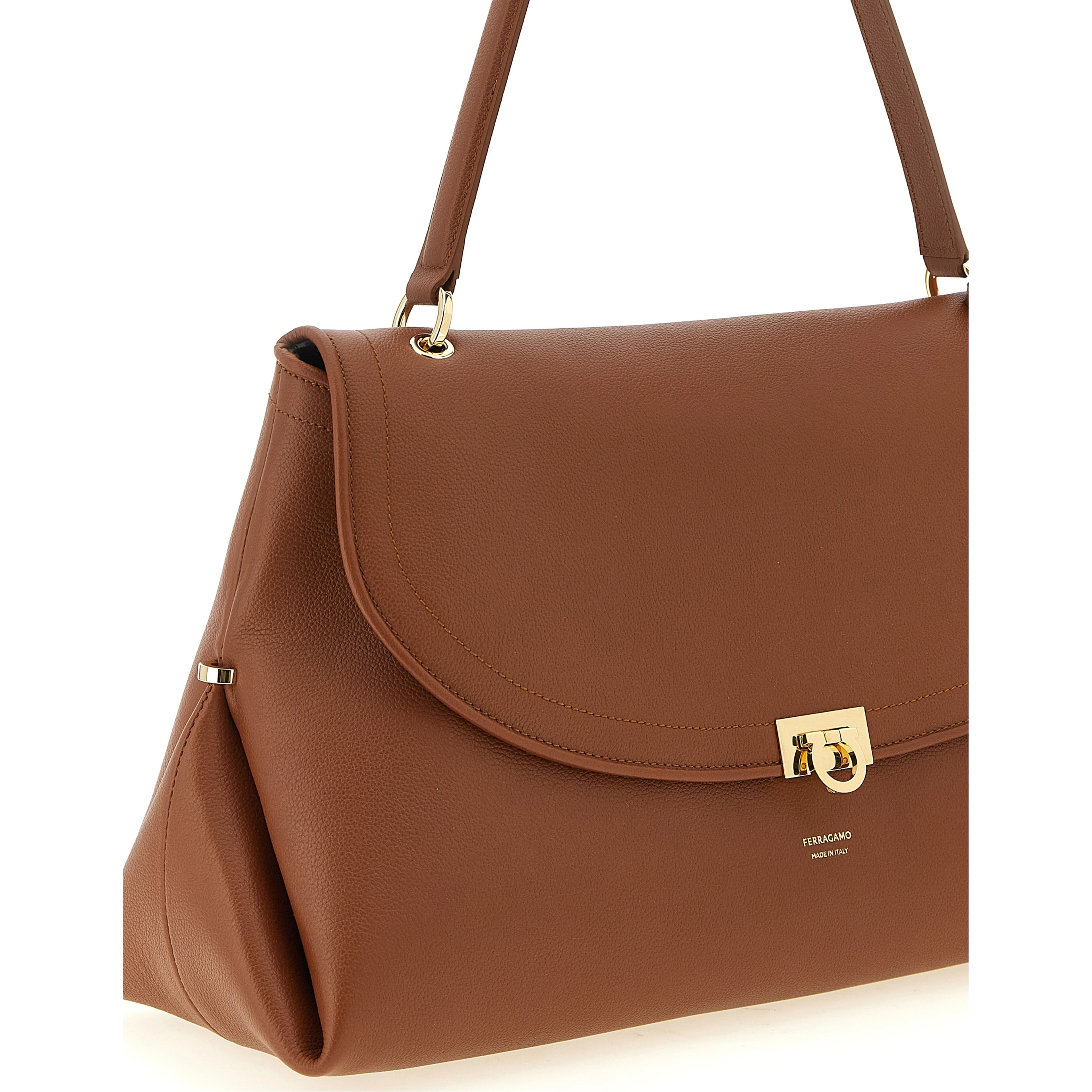 Brown Calfskin Shoulder Bag