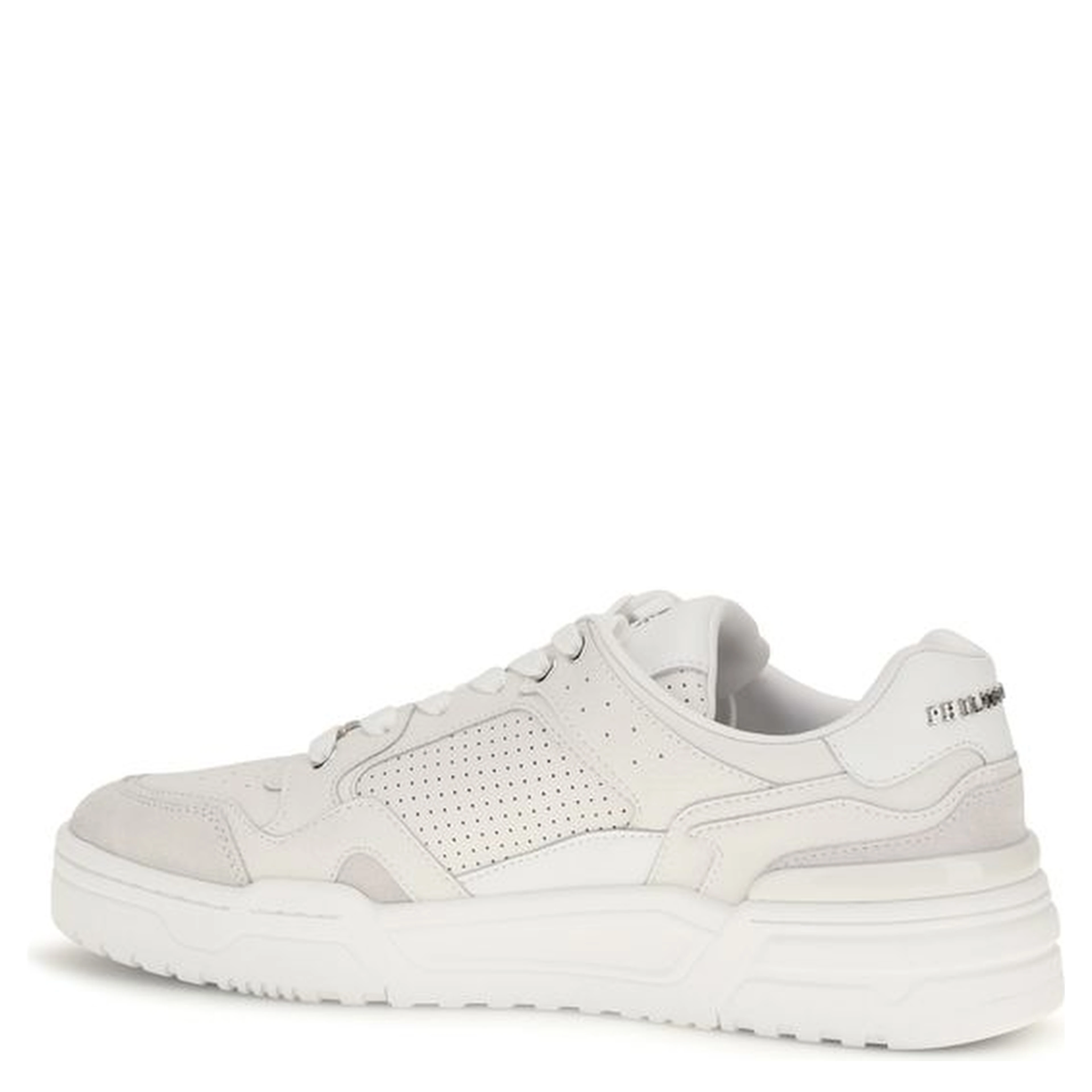 White Polyester Low Top Sneakers