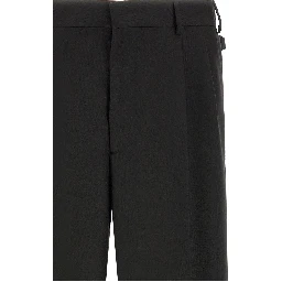 Black Polyester Casual Pants
