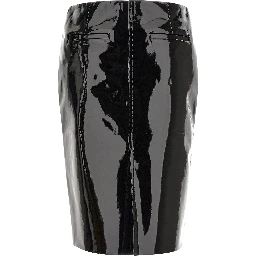 Black Lamb Leather Midi Skirt
