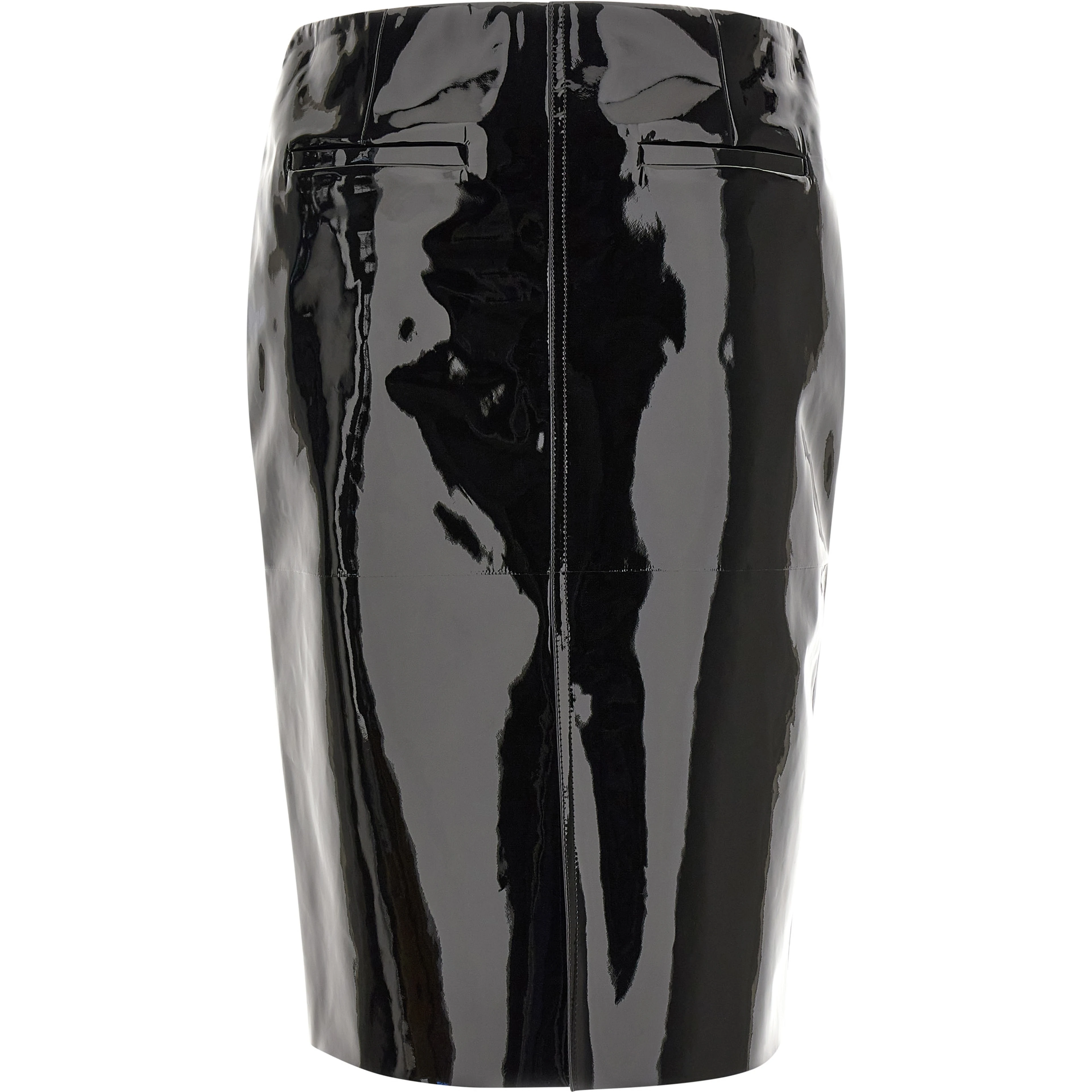 Black Lamb Leather Midi Skirt