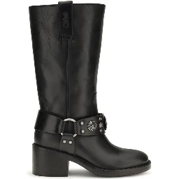 Black Calf Leather Bos Taurus Flat Boots