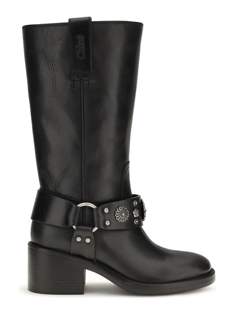 Black Calf Leather Bos Taurus Flat Boots