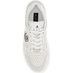 White Polyester Low Top Sneakers