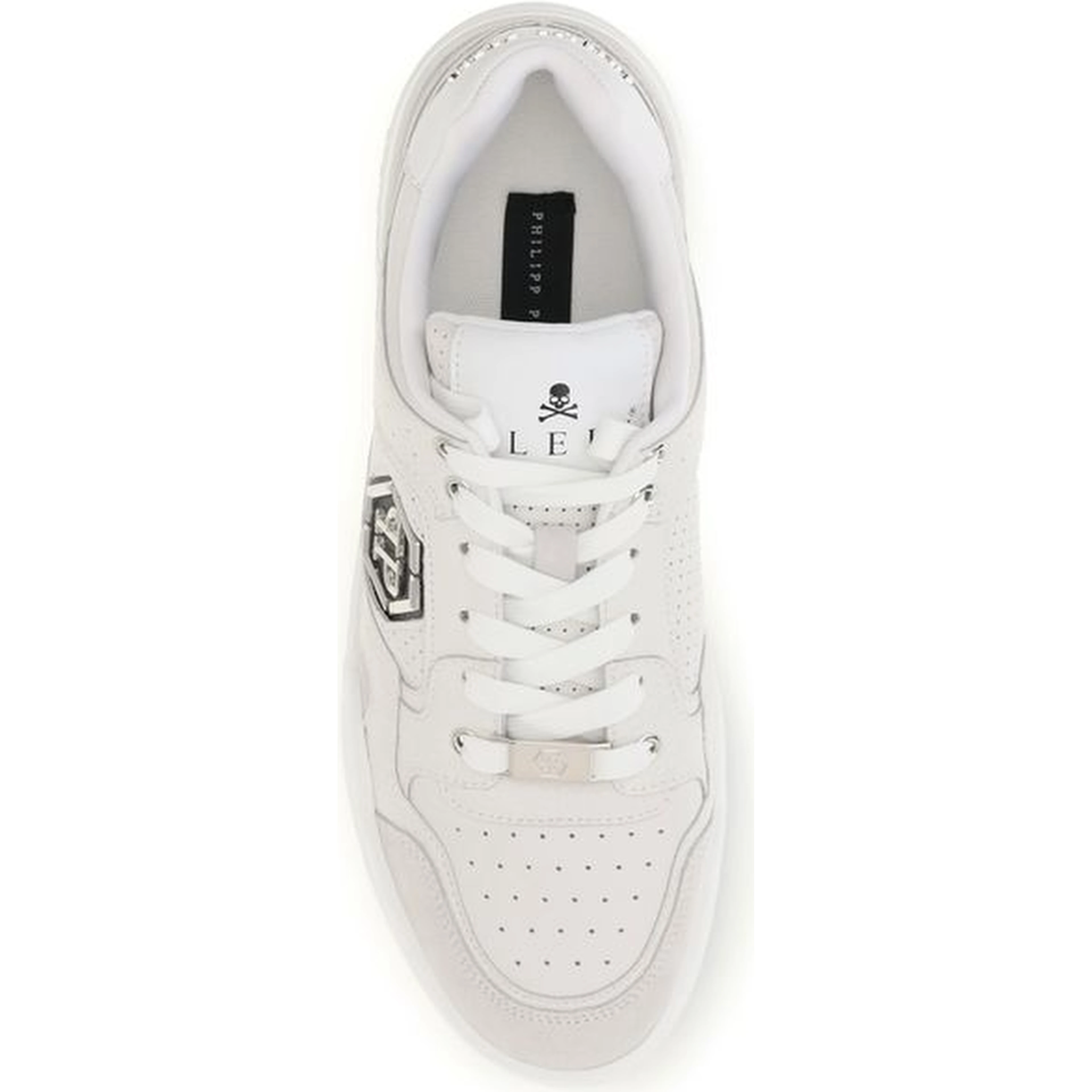 White Polyester Low Top Sneakers