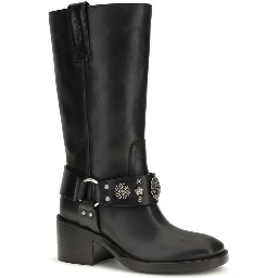 Black Calf Leather Bos Taurus Flat Boots
