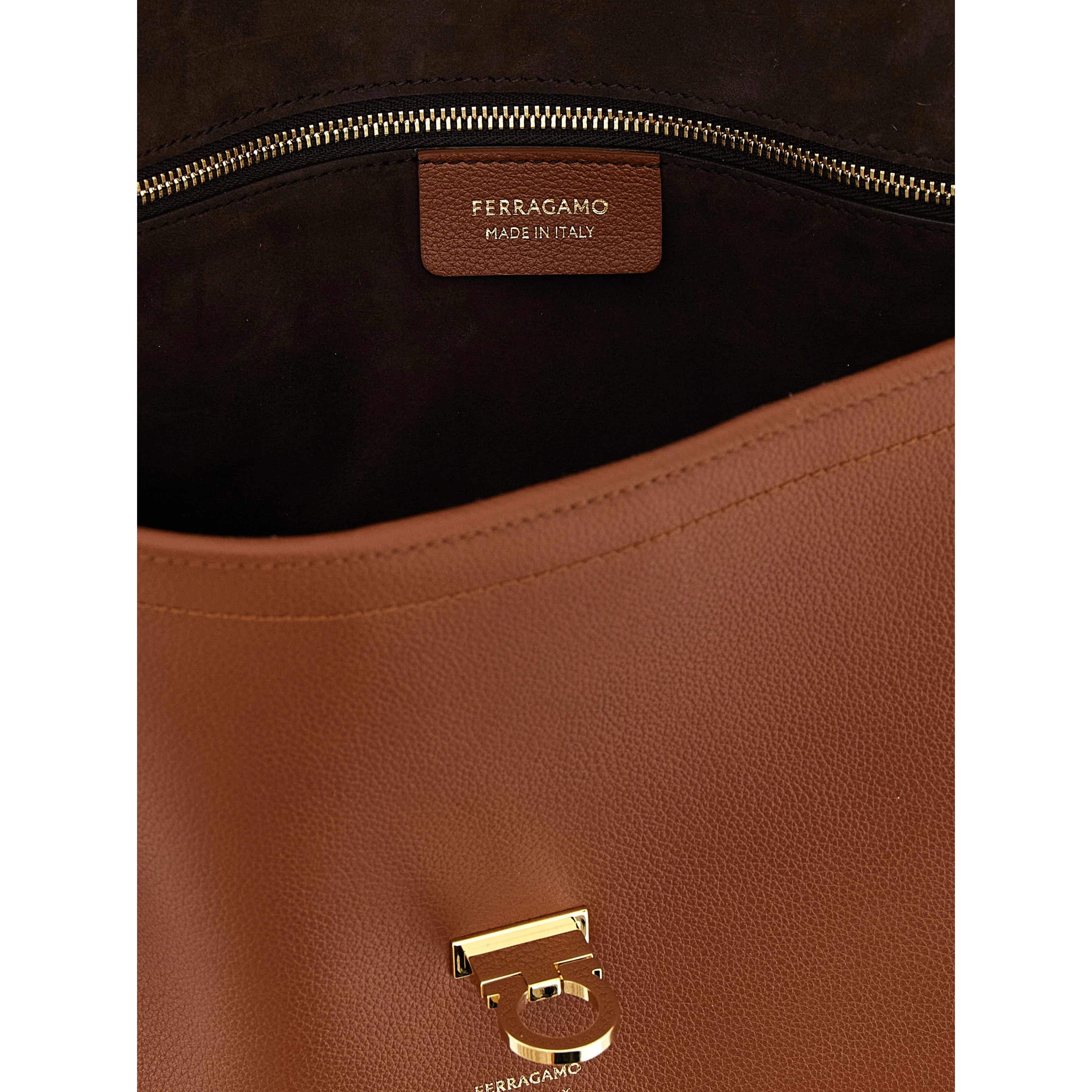 Brown Calfskin Shoulder Bag