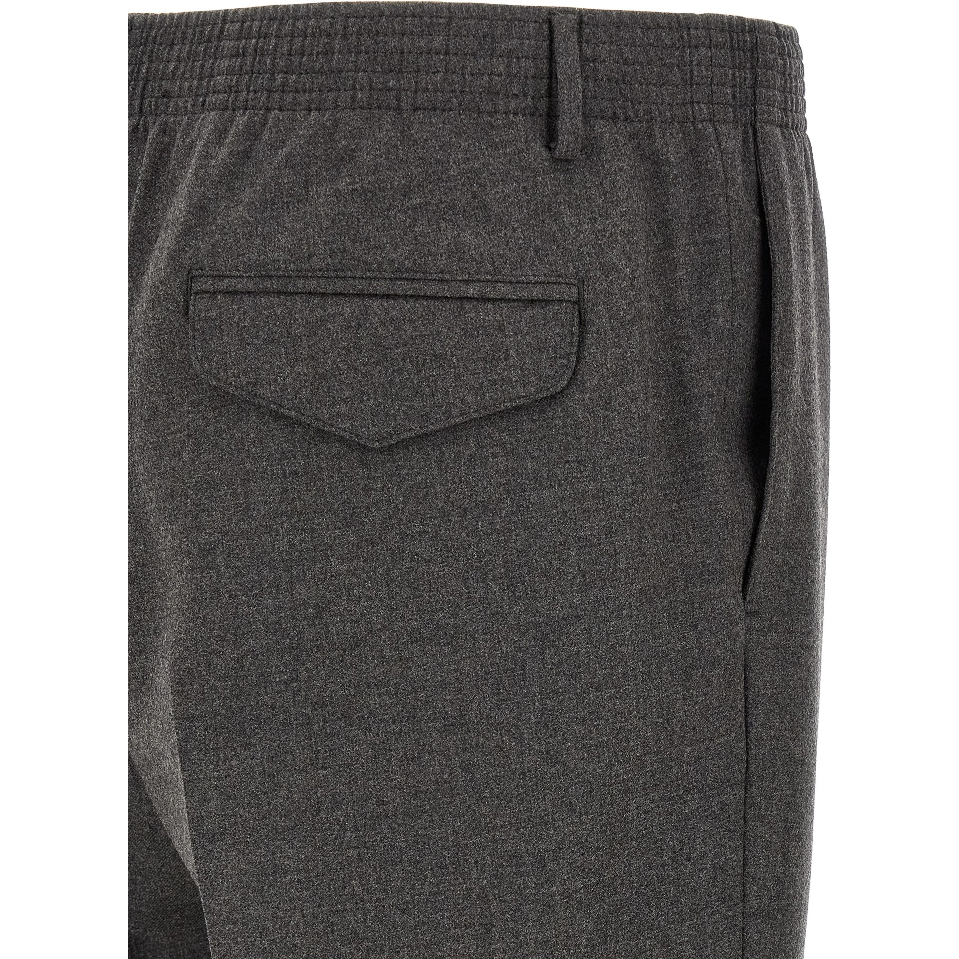 Gray Virgin Wool Cropped Pants