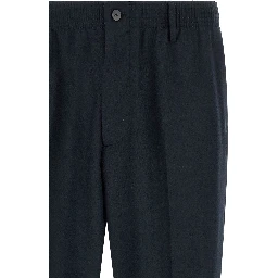 Blue Virgin Wool Cropped Pants