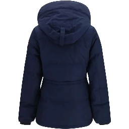 Blue Polyester Full-Length Jacket