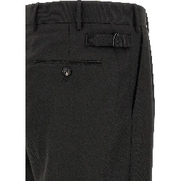 Black Polyester Casual Pants