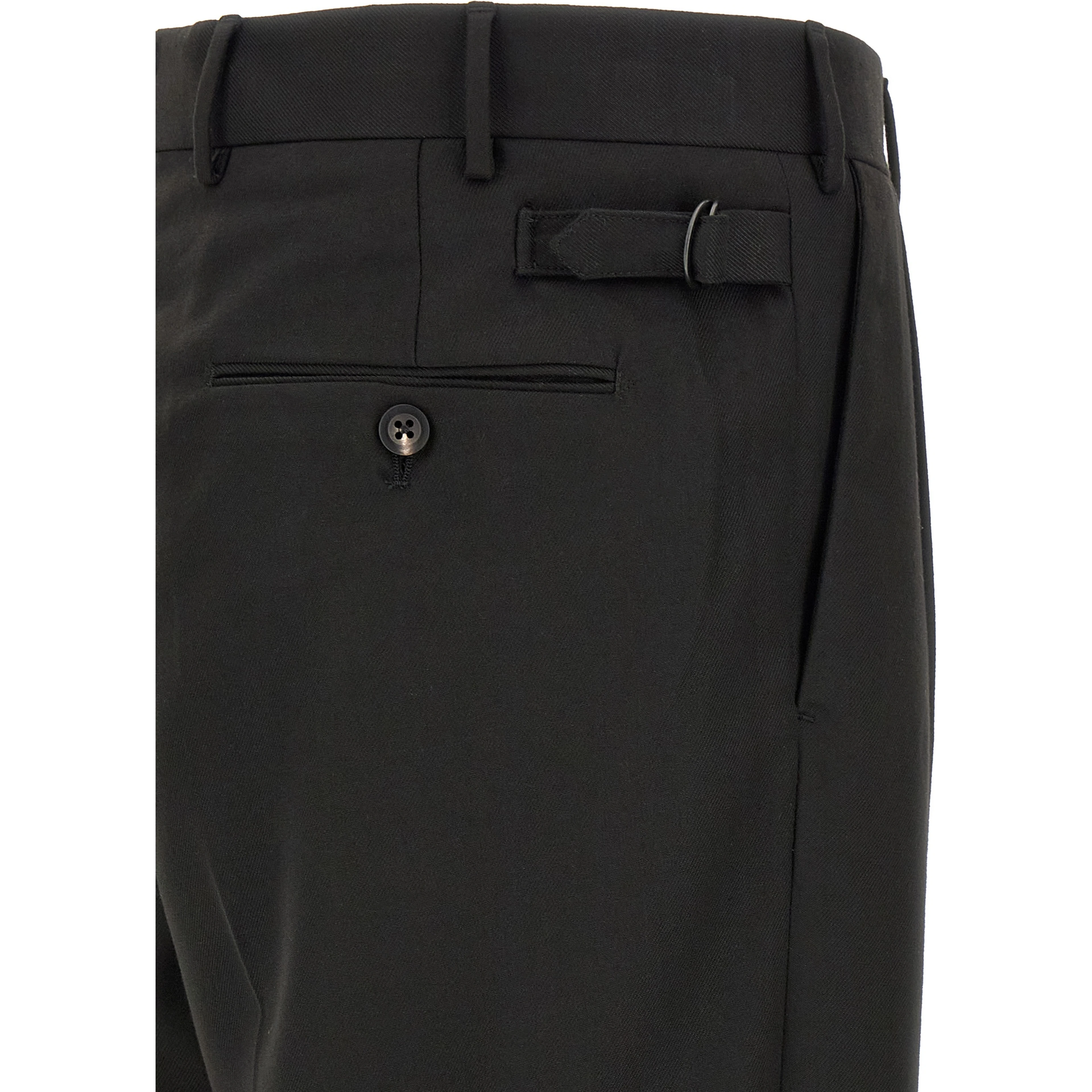 Black Polyester Casual Pants
