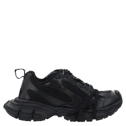Black Polyurethane Chunky Sneakers