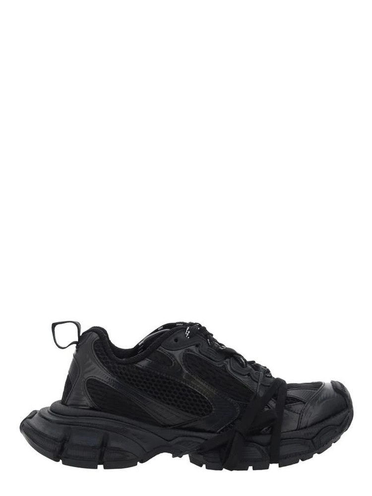 Black Polyurethane Chunky Sneakers