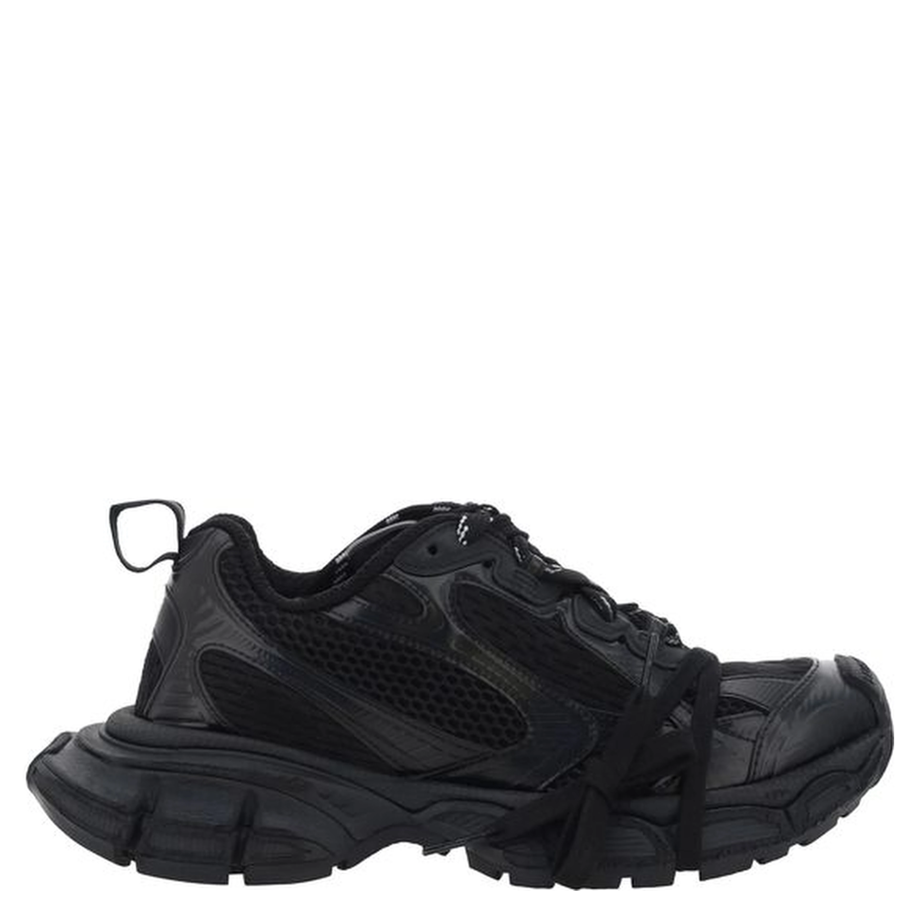 Black Polyurethane Chunky Sneakers