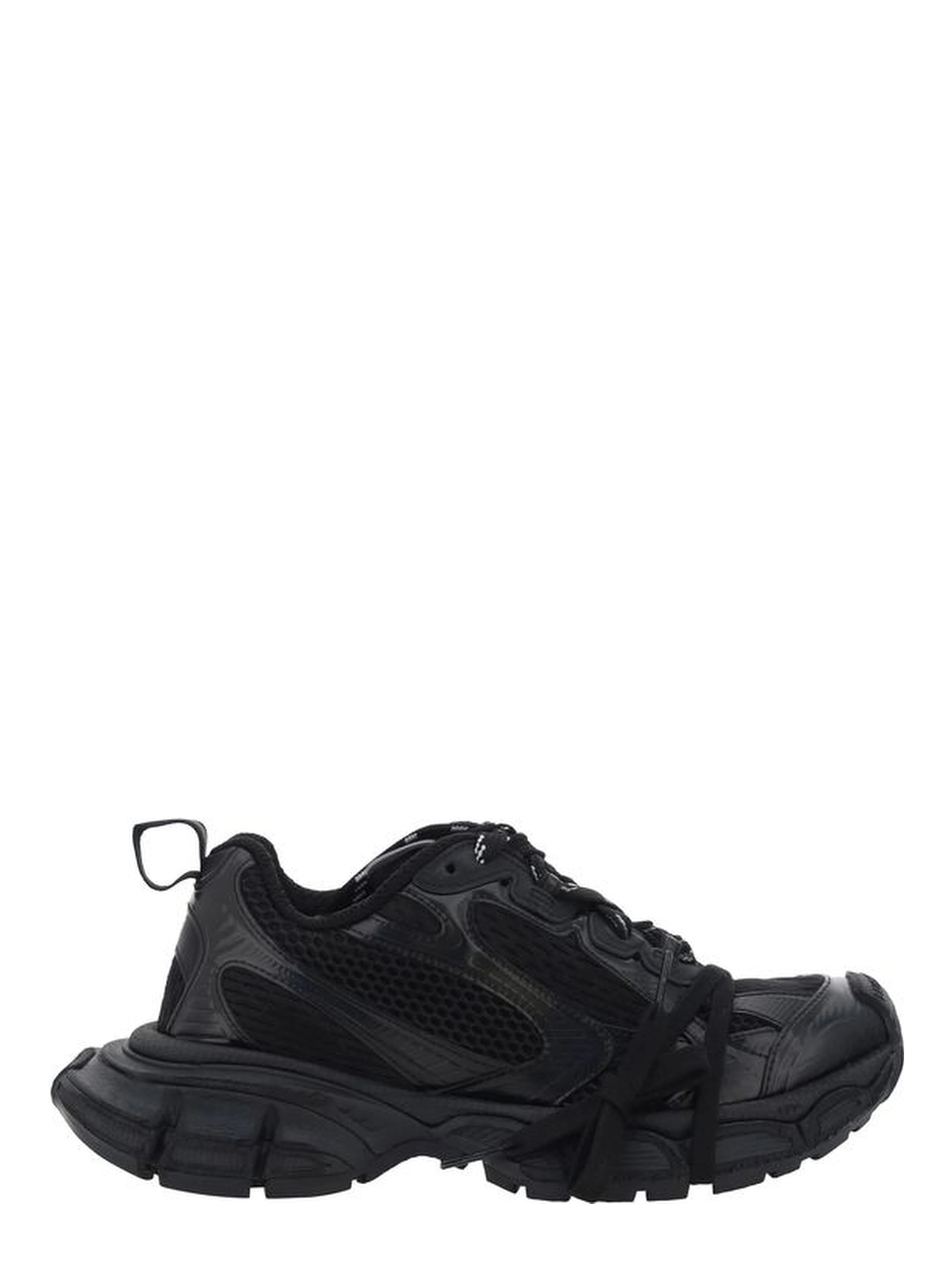 Black Polyurethane Chunky Sneakers