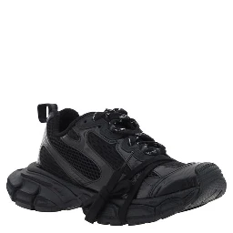Black Polyurethane Chunky Sneakers