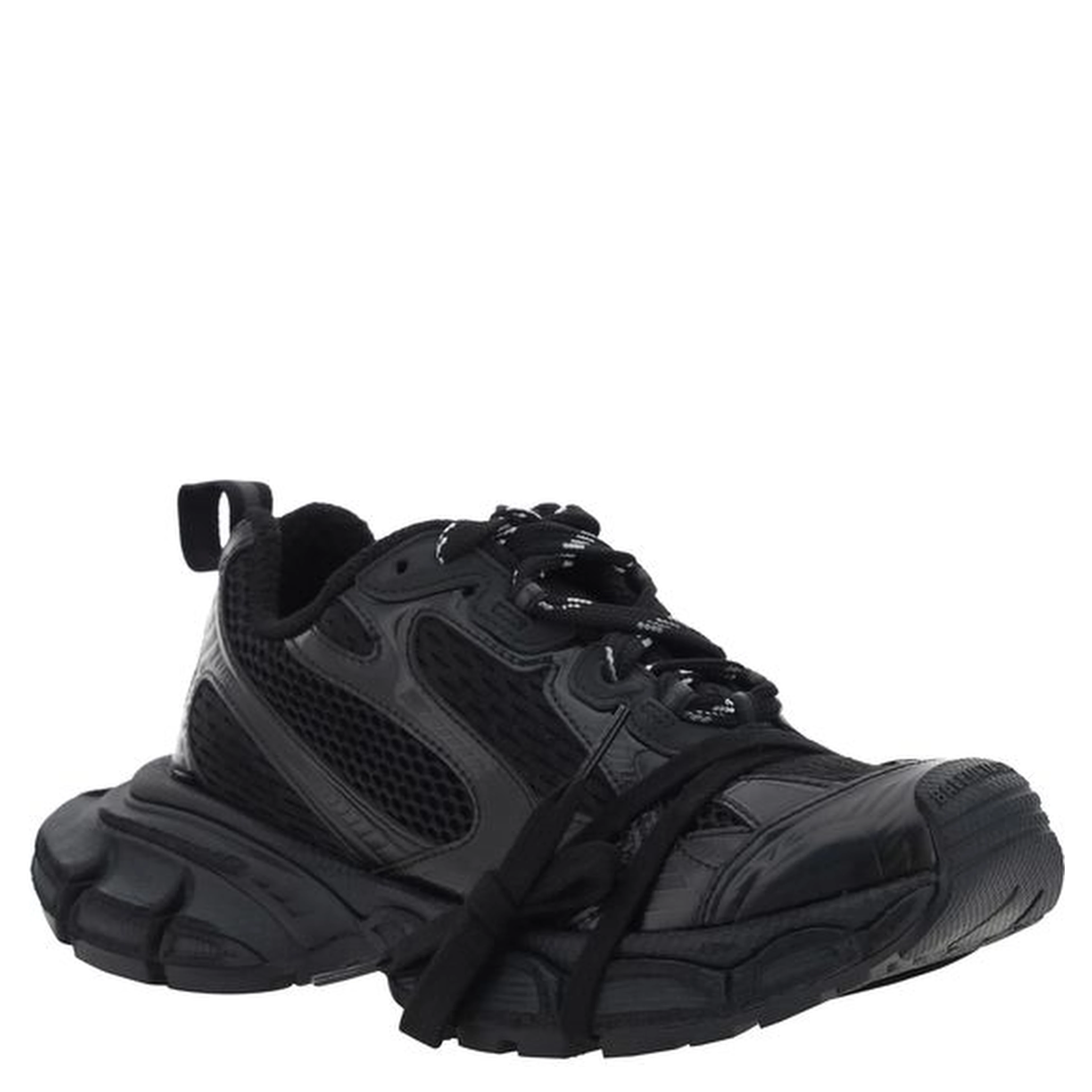 Black Polyurethane Chunky Sneakers