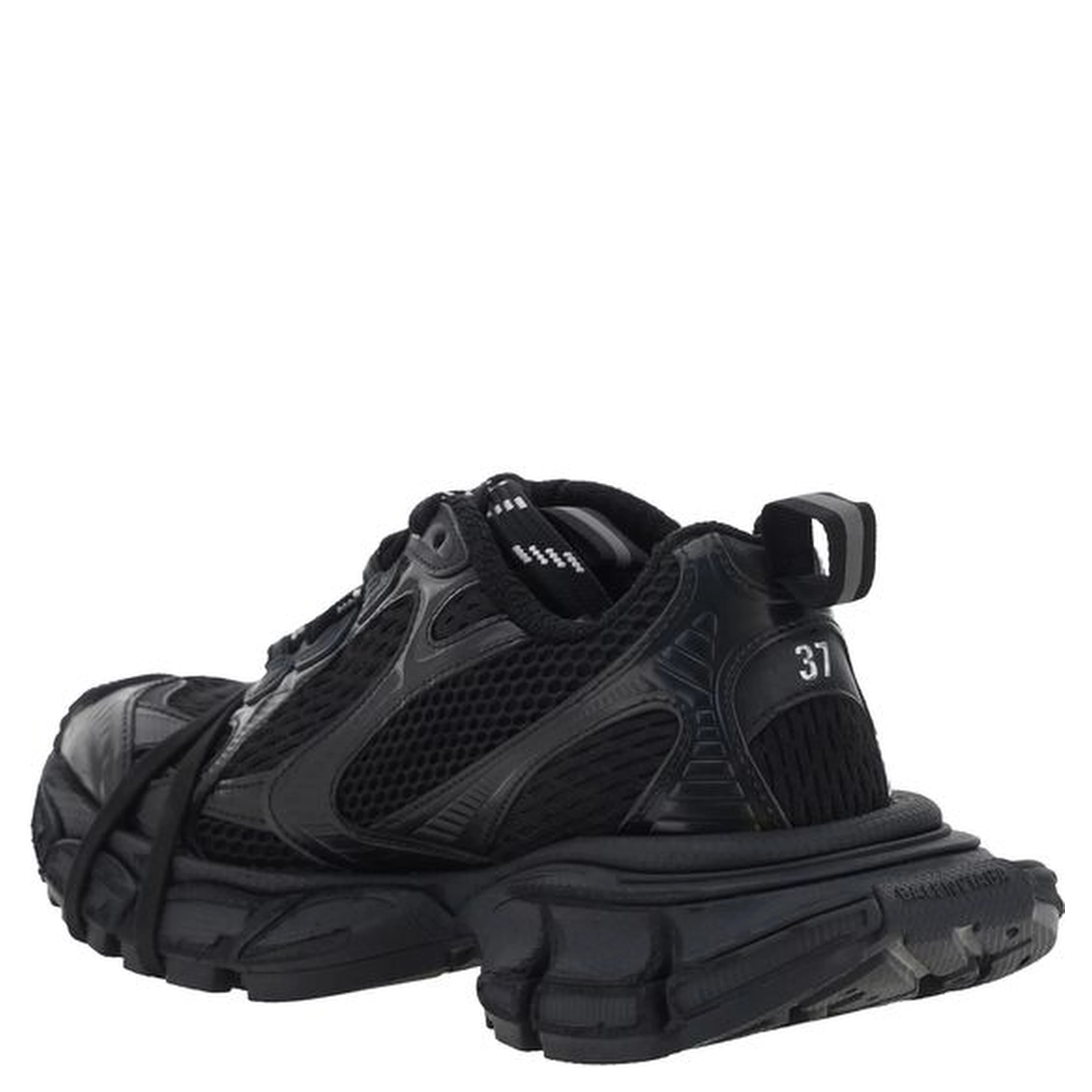 Black Polyurethane Chunky Sneakers