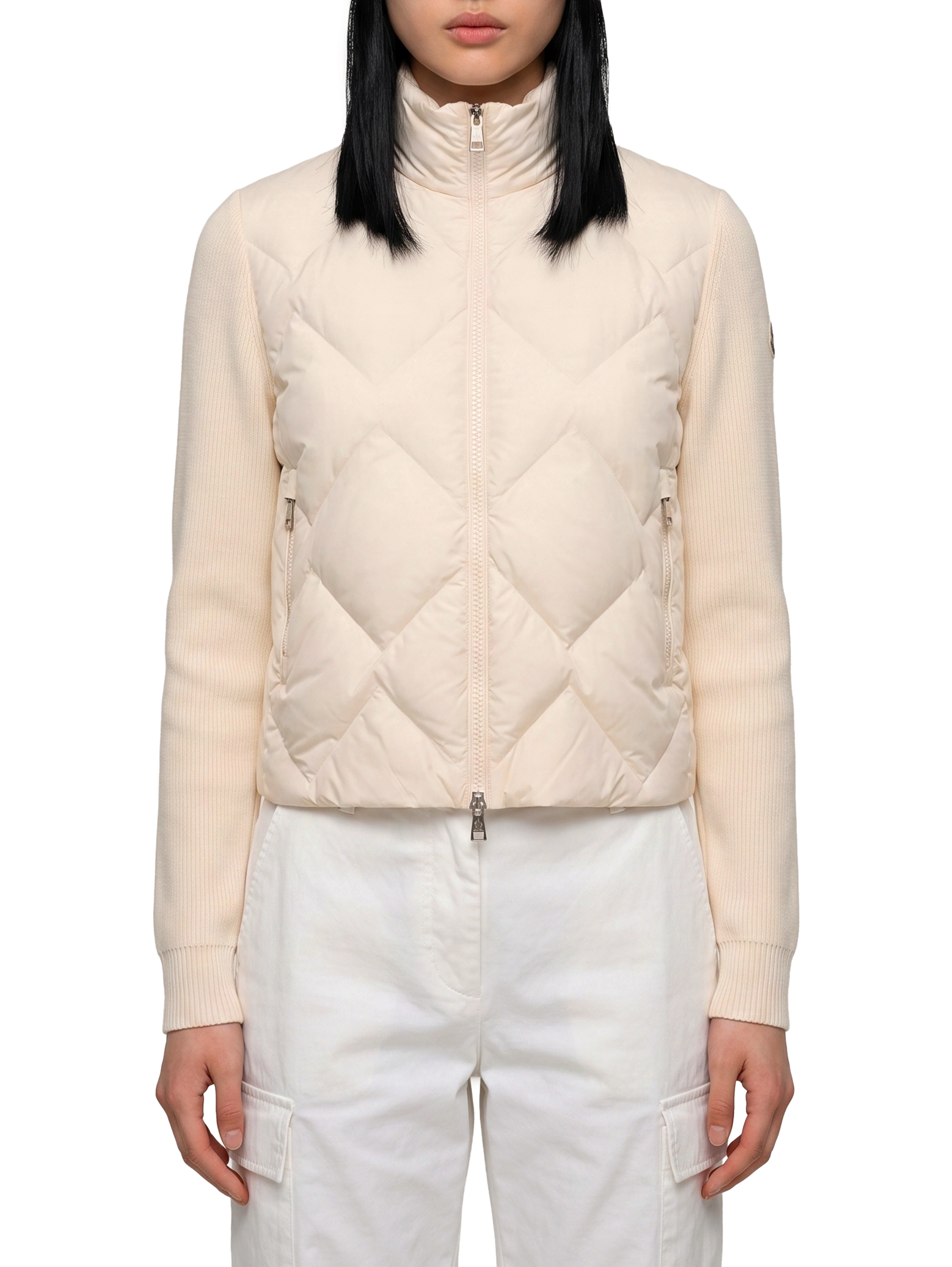 Padded wool and cashmere sweatshirt