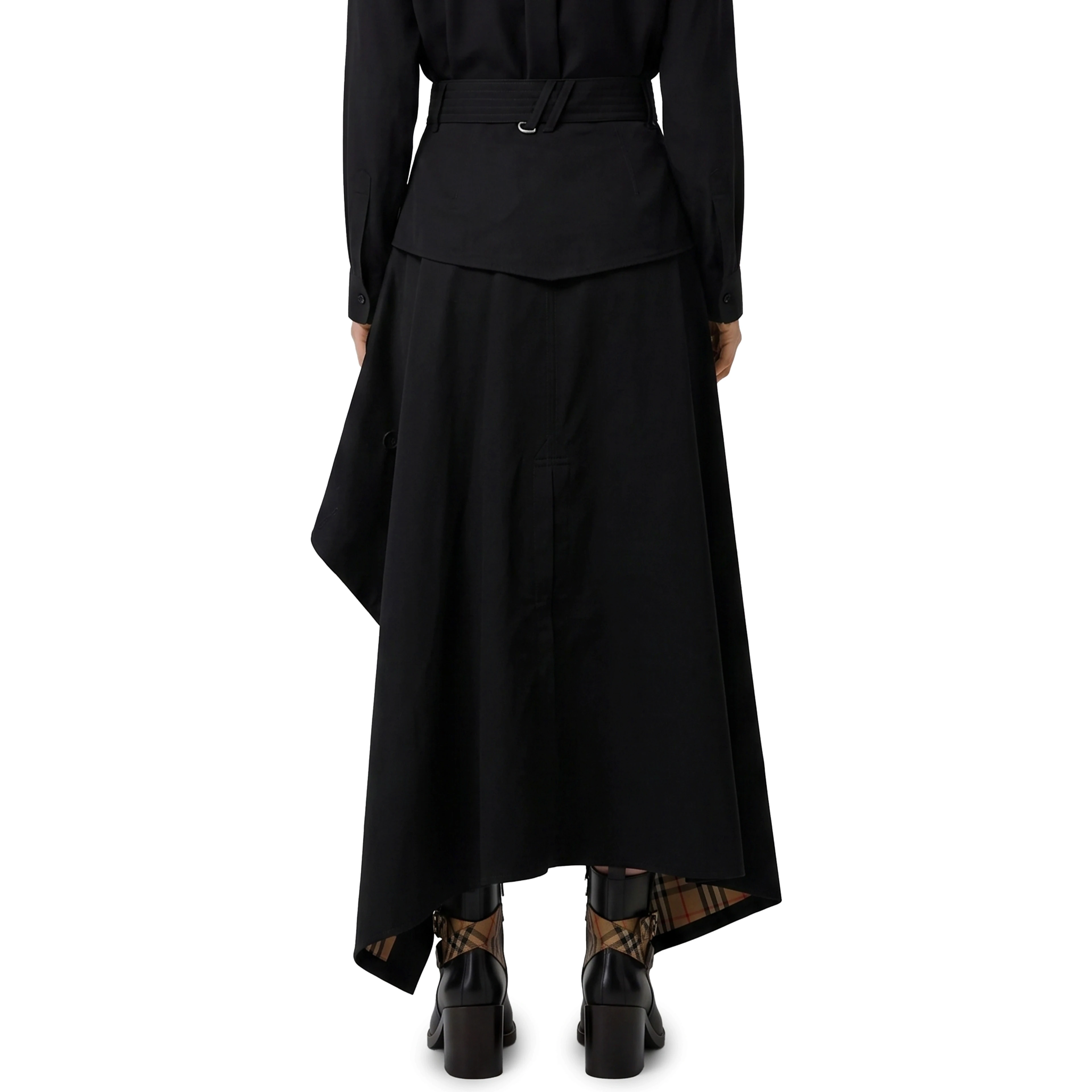 Asymmetric midi trench skirt