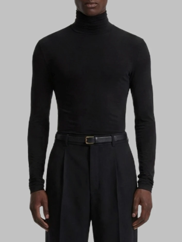 Stretch jersey turtleneck top