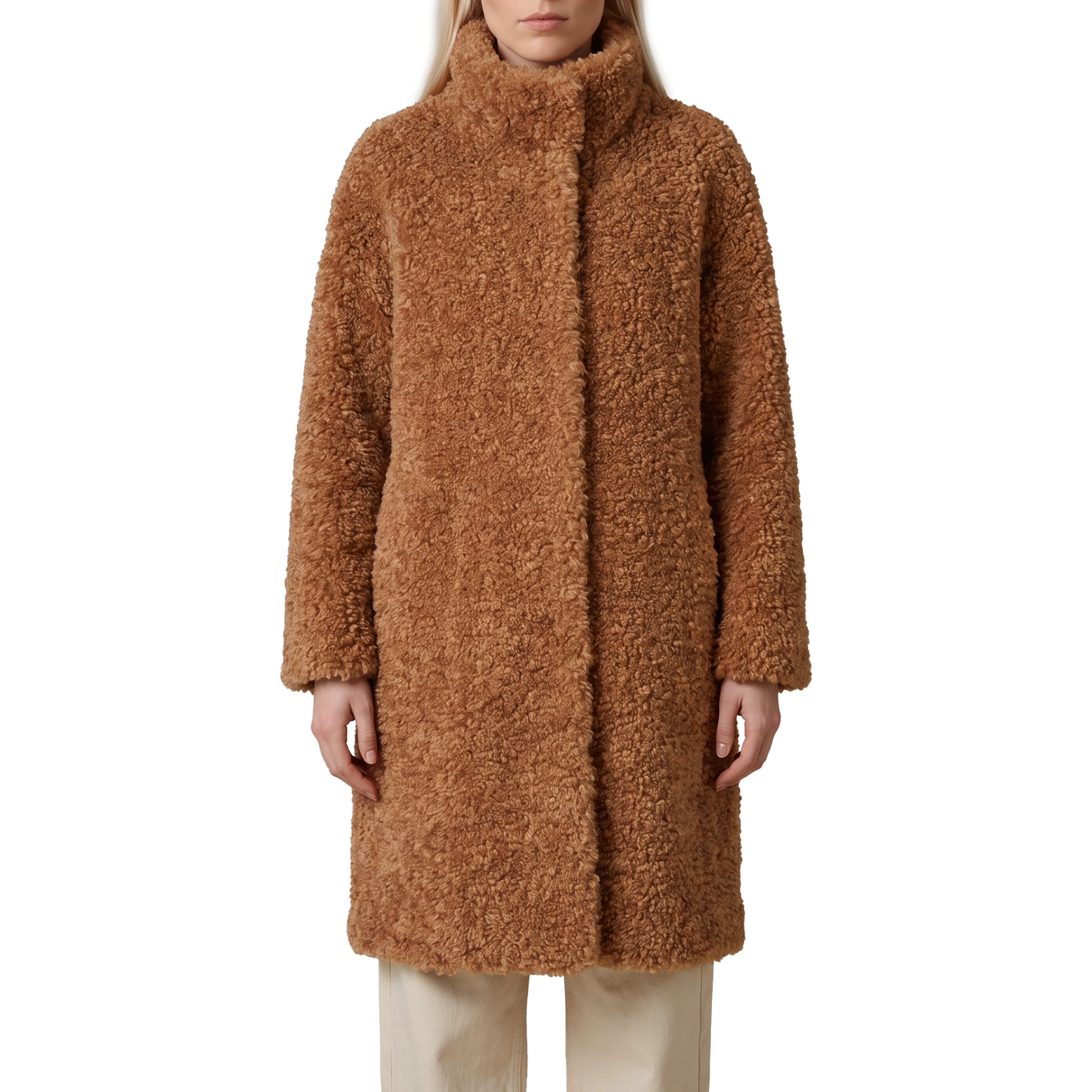 Curly faux fur coat