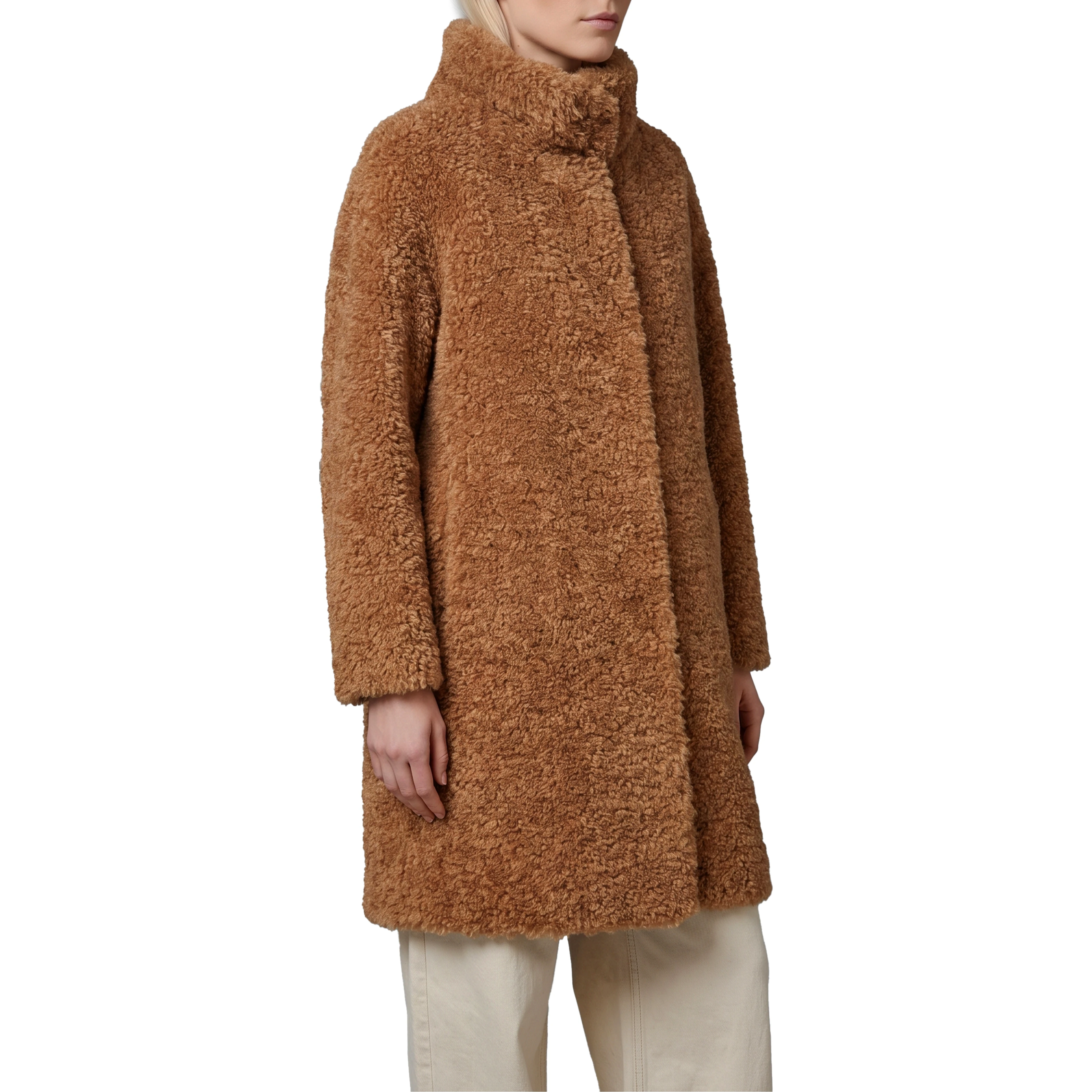Curly faux fur coat