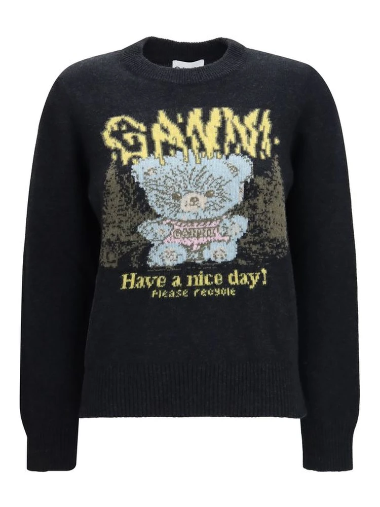 Black Recycled Wool Sweatshirt