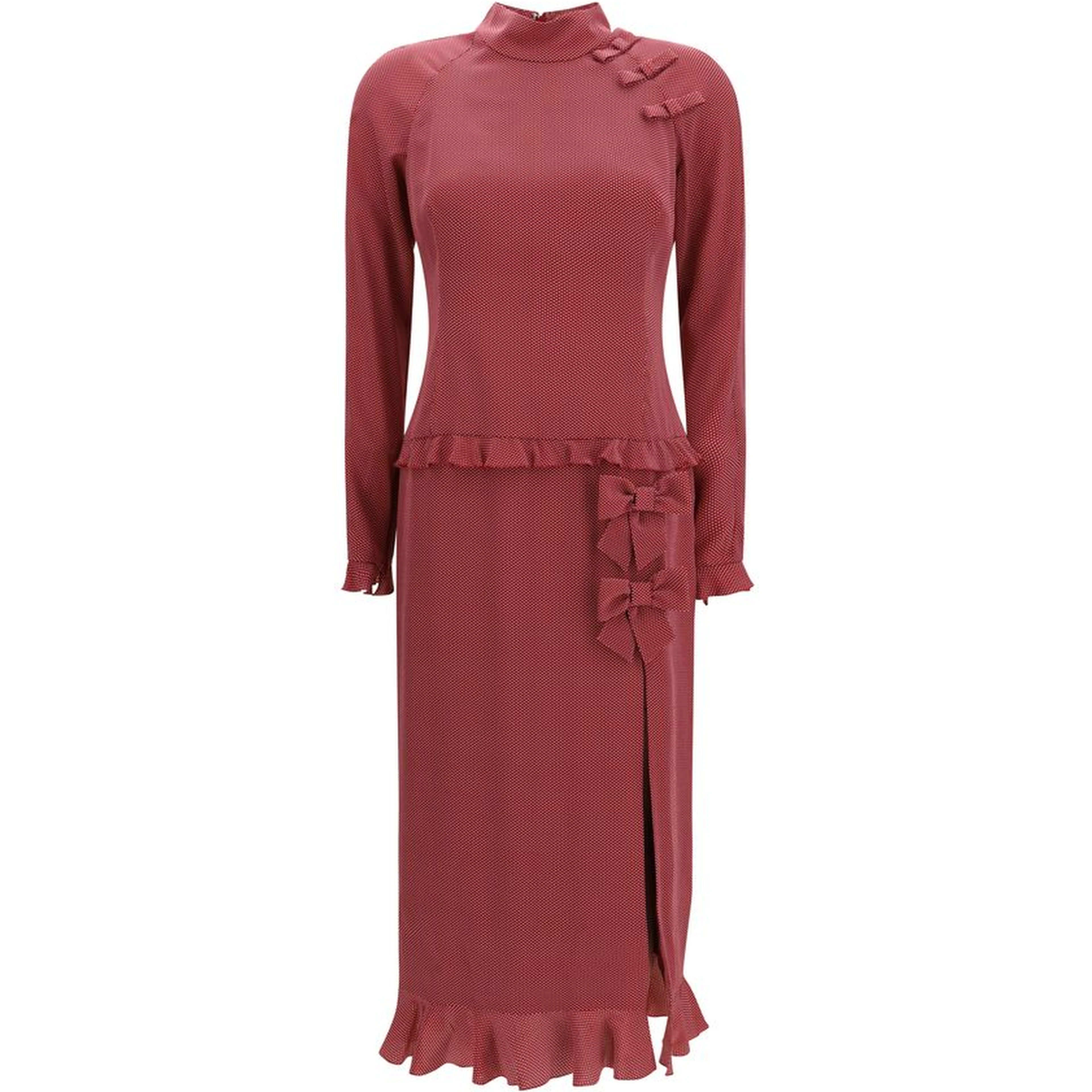 Bordeaux Silk Casual Dress