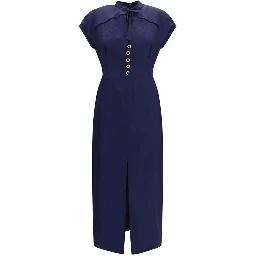 Blue Silk Casual Dress