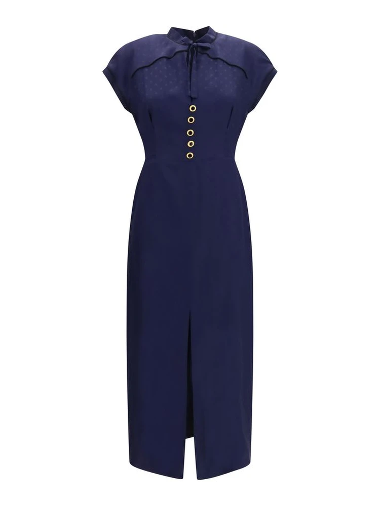 Blue Silk Casual Dress