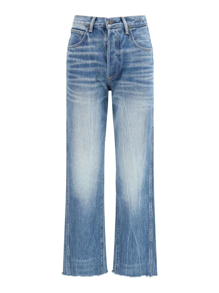 Blue Cotton Bootcut Jeans