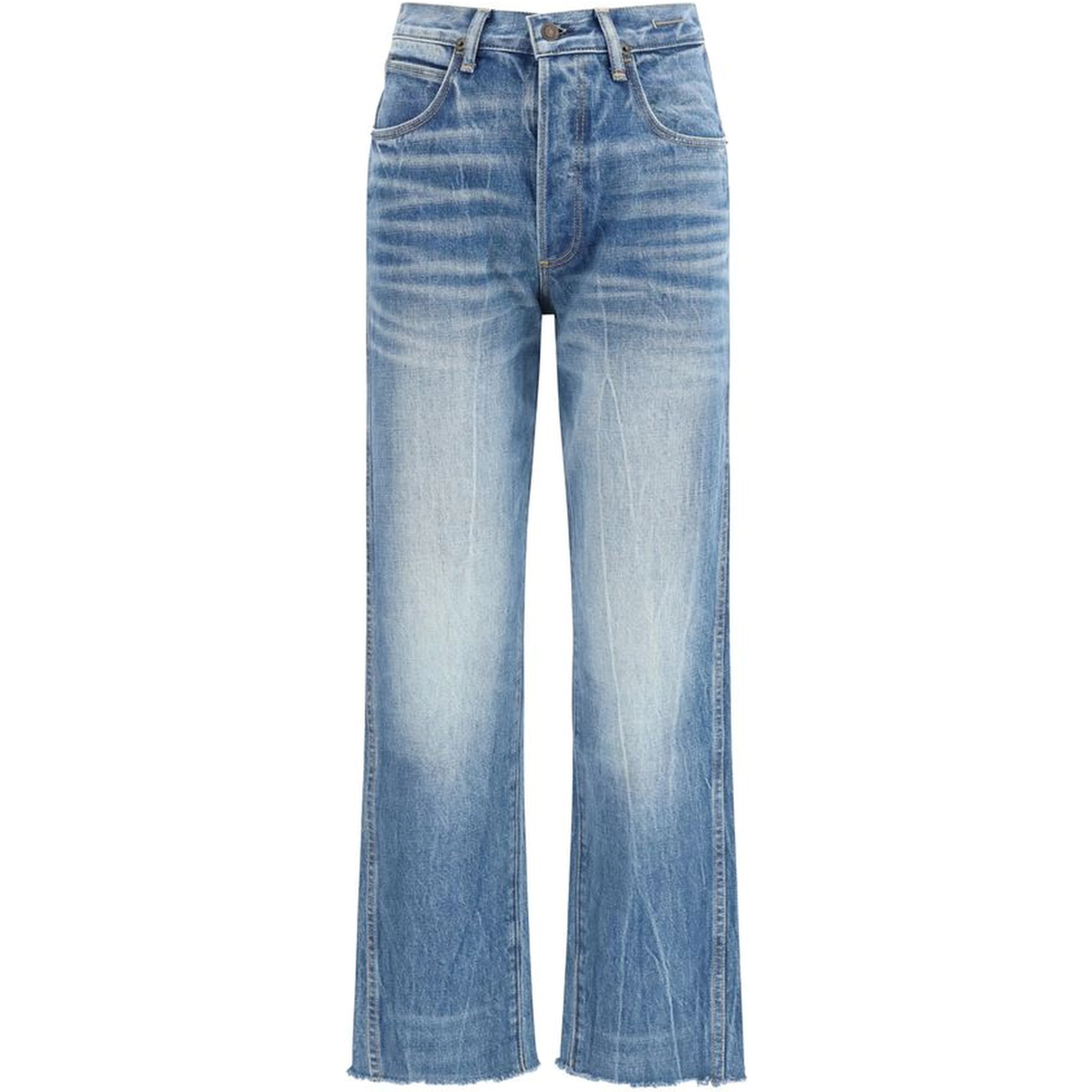 Blue Cotton Bootcut Jeans