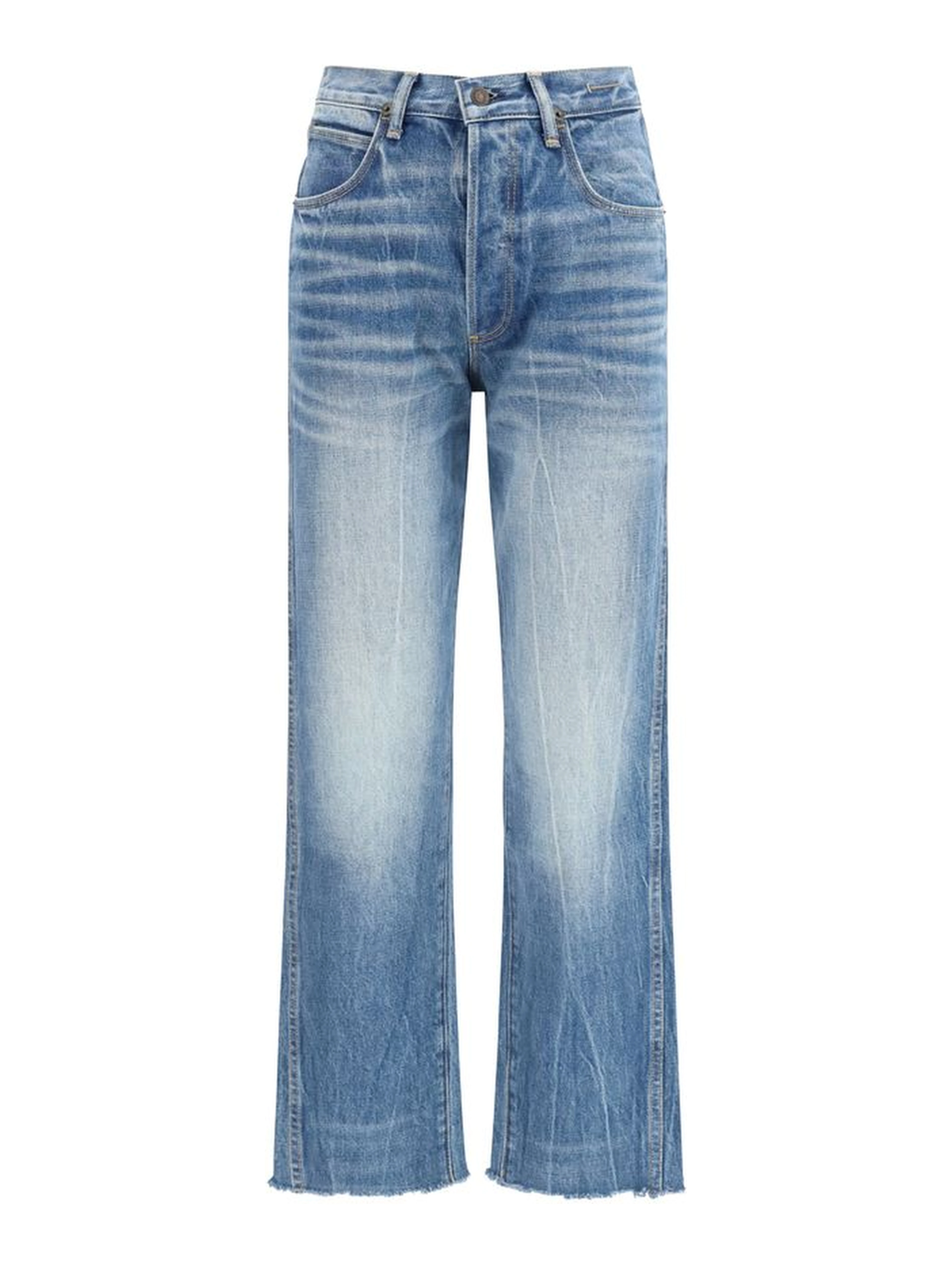 Blue Cotton Bootcut Jeans