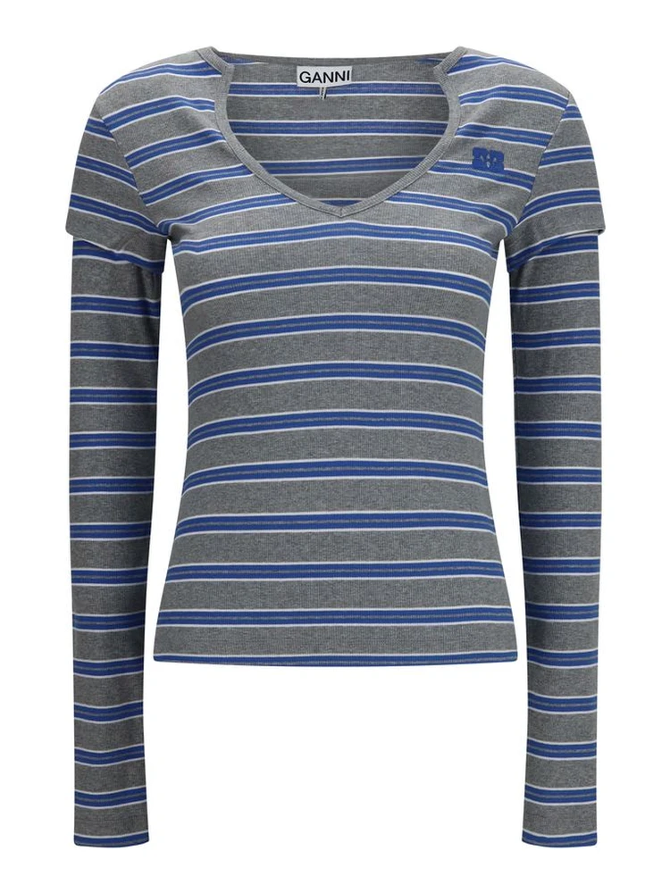 Gray Cotton Long Sleeve T-Shirt