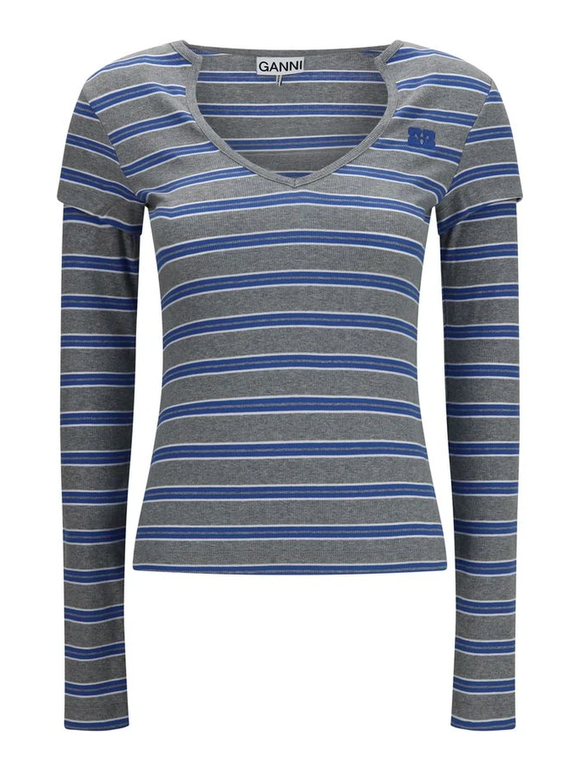 Gray Cotton Long Sleeve T-Shirt