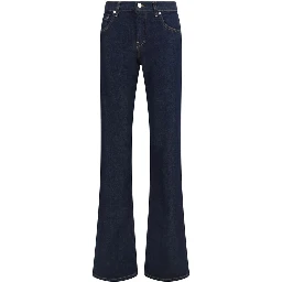 Blue Cotton Flared Jeans