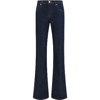 Blue Cotton Flared Jeans