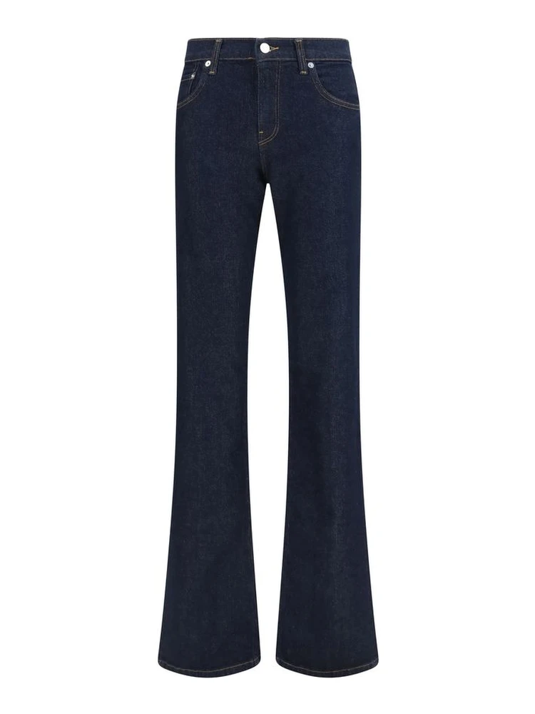 Blue Cotton Flared Jeans