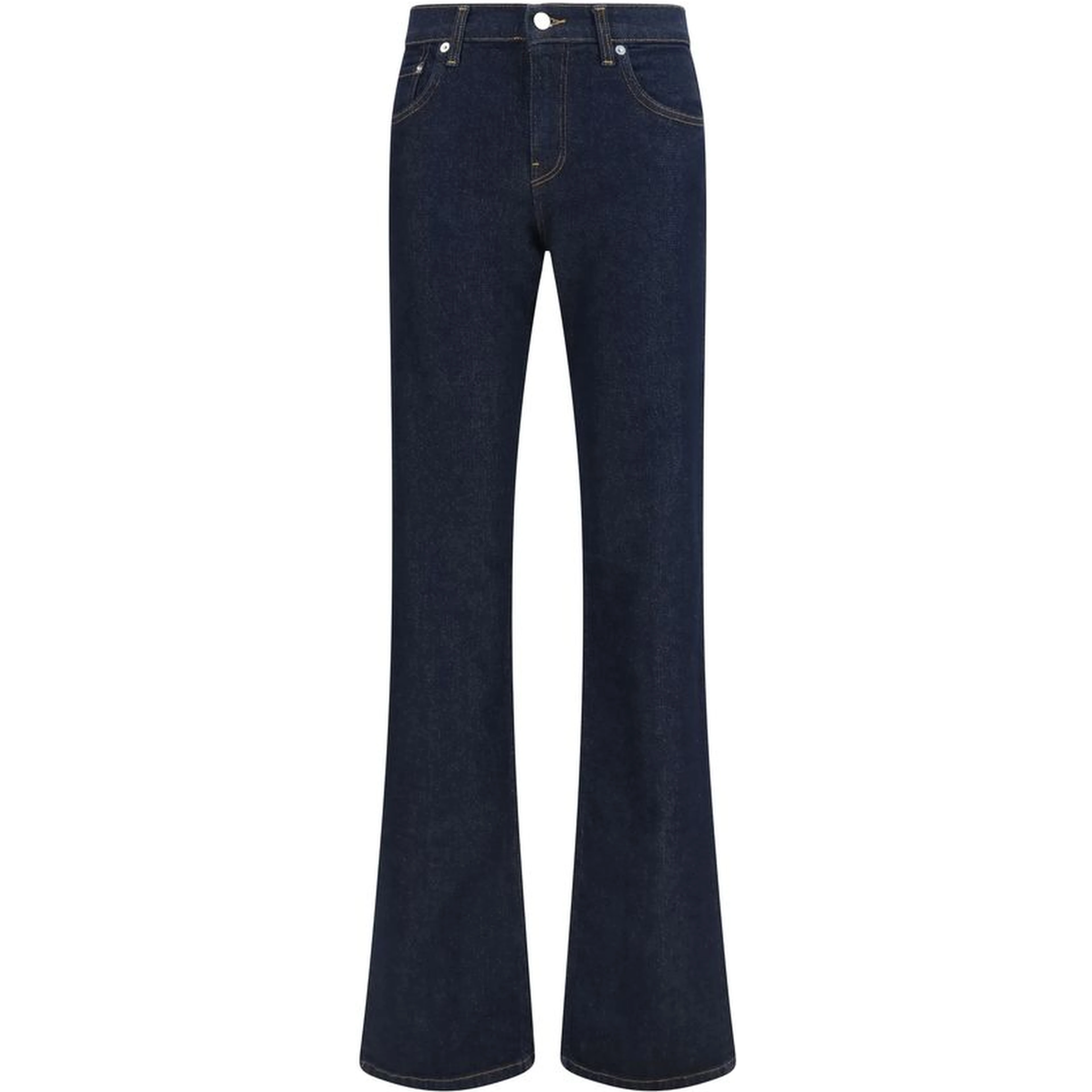 Blue Cotton Flared Jeans