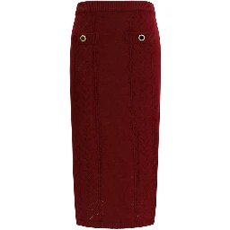 Bordeaux Wool Oves Aries Midi Skirt