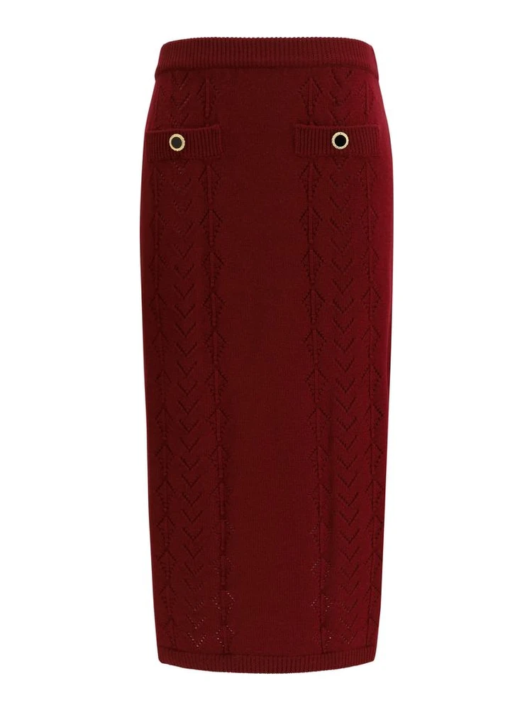 Bordeaux Wool Oves Aries Midi Skirt