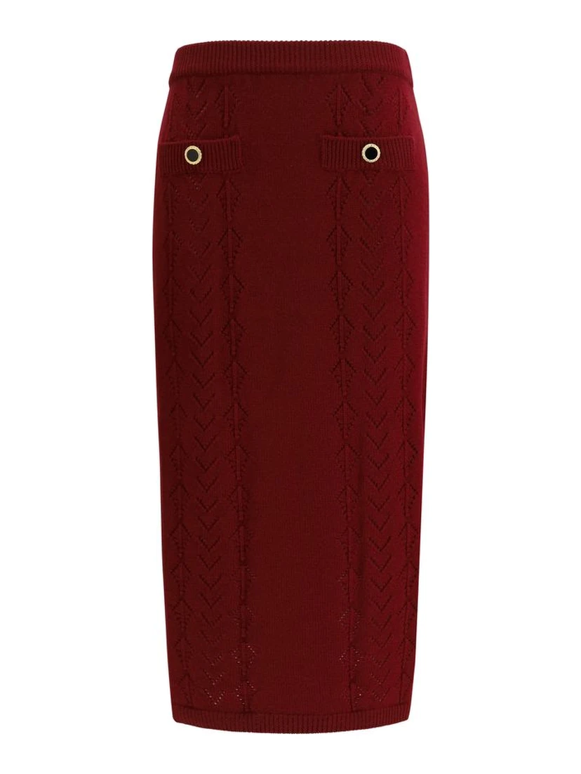 Bordeaux Wool Oves Aries Midi Skirt