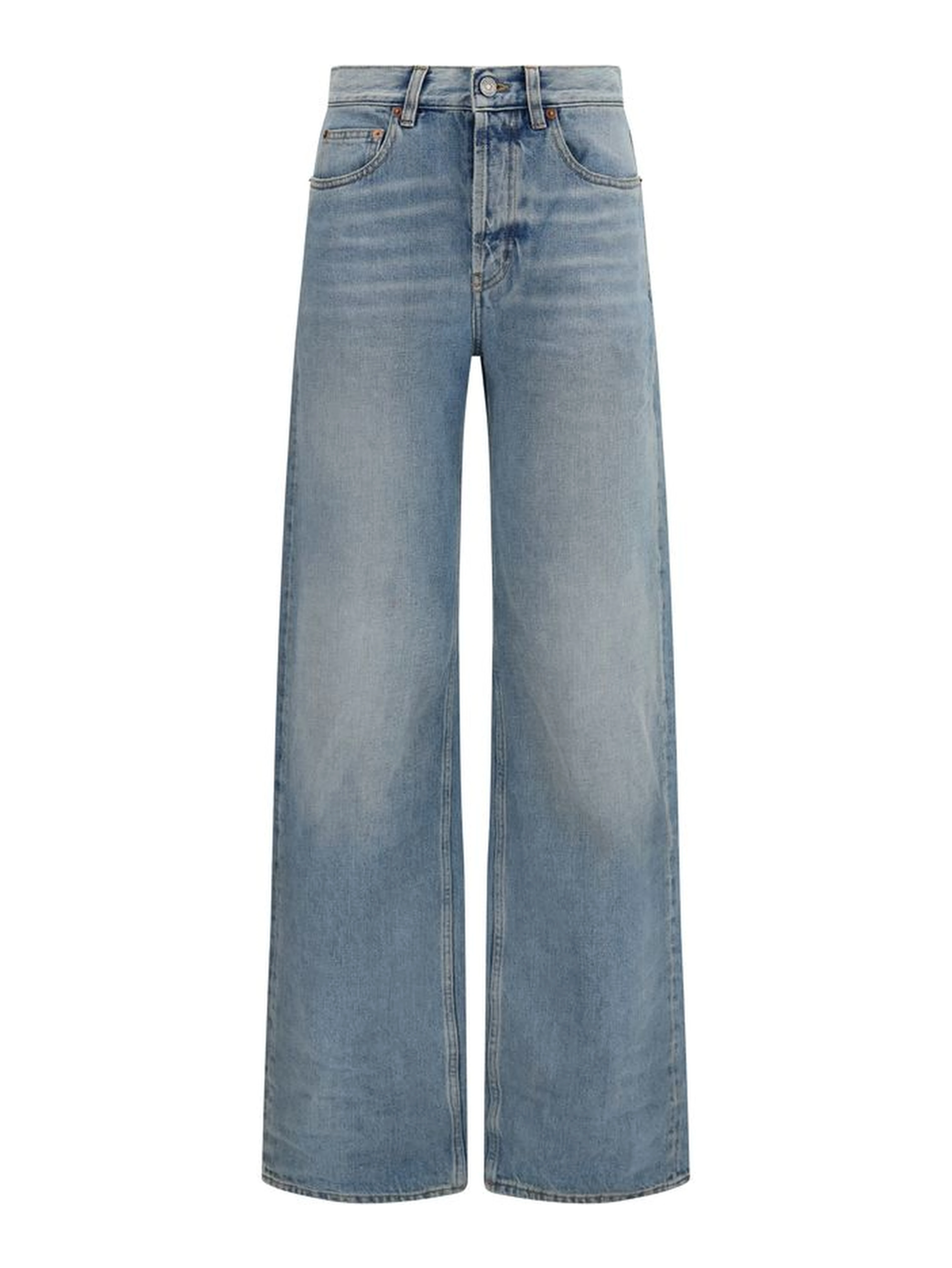 Blue Cotton High-Waisted Jean